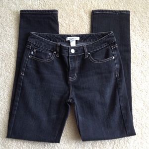 WHBM "BLANC" Bootleg Black Medium Wash Denim Jeans